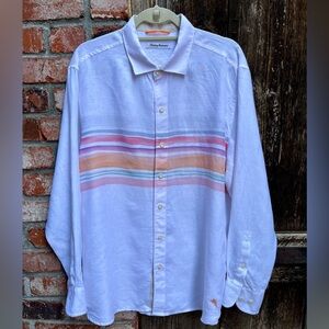 Tommy Bahama Cape Coral Men's Multicolor Linen Shirt Sz L